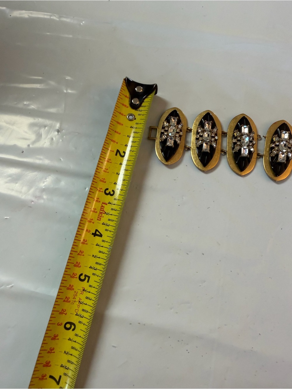 J. Crew Gold-Tone Bracelet with Black Enamel and Clear Crystals - Picture 5 of 6
